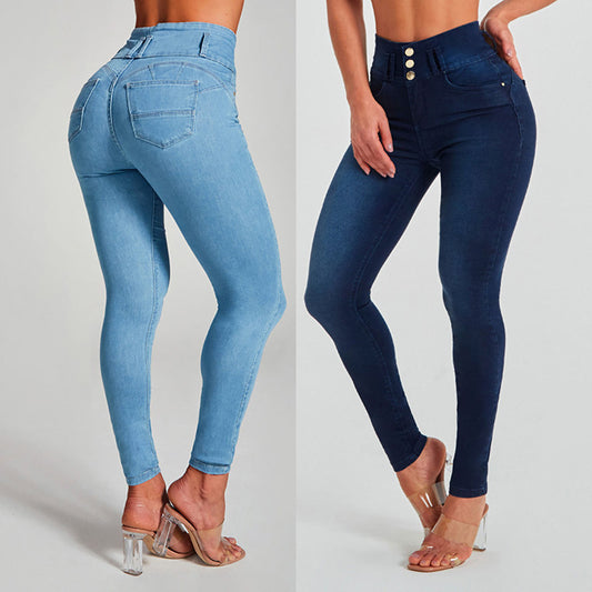 High Waist Jeans Skinny Trousers Tight Stretch Shaping