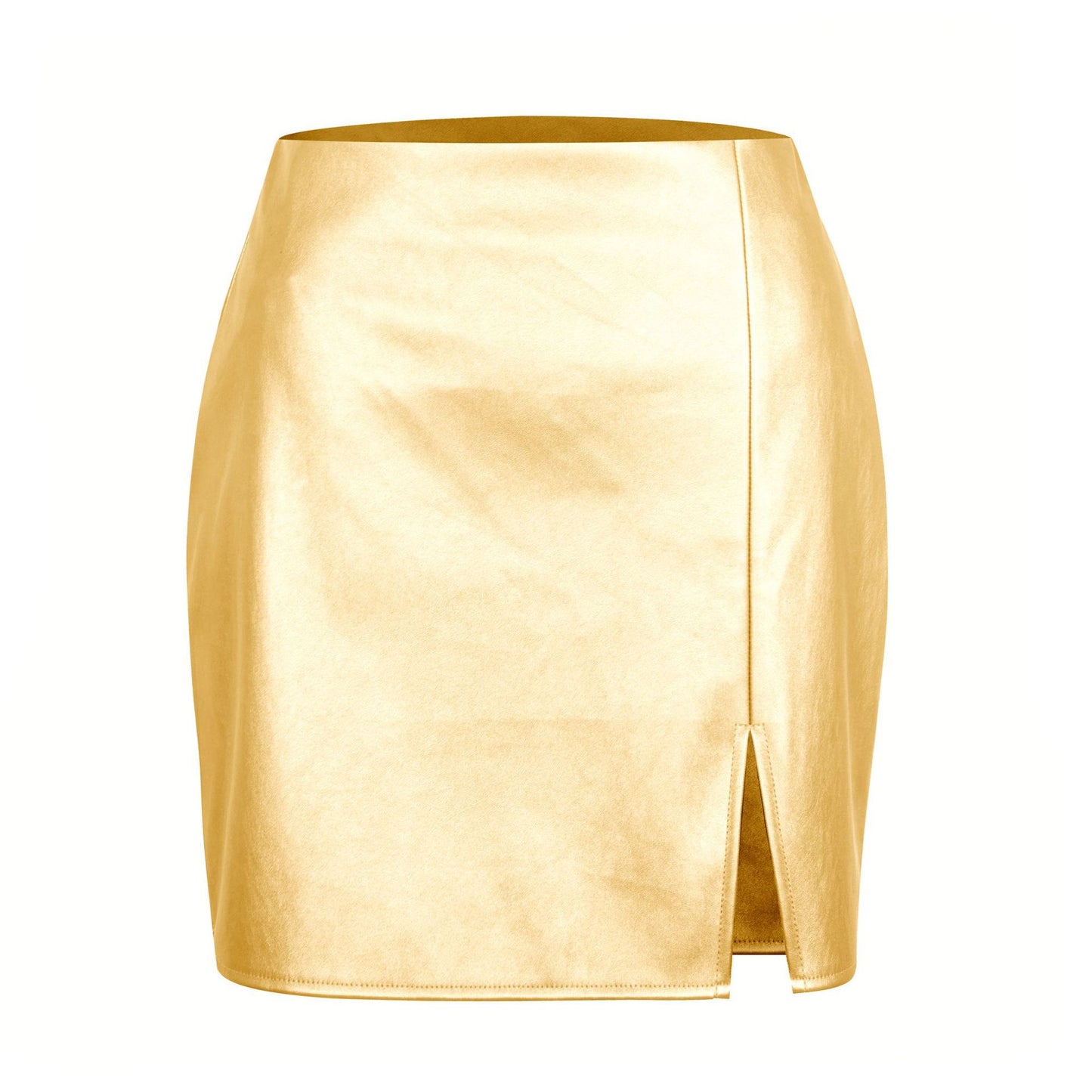 Split PU Leather Party High Waist Zipper Skirt