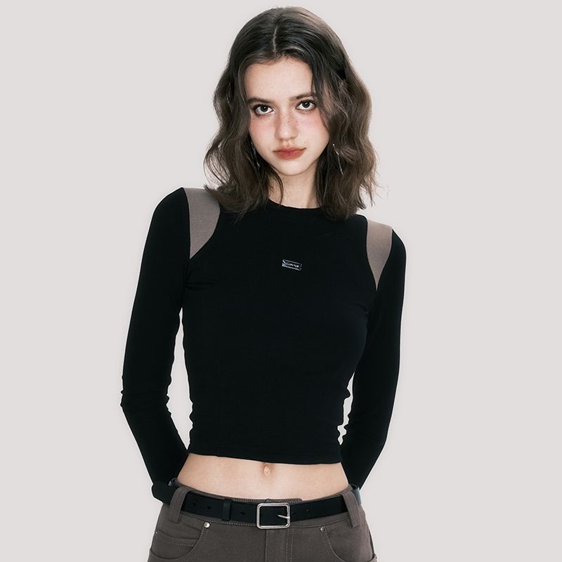 Long Sleeves Round Neck Slim Top