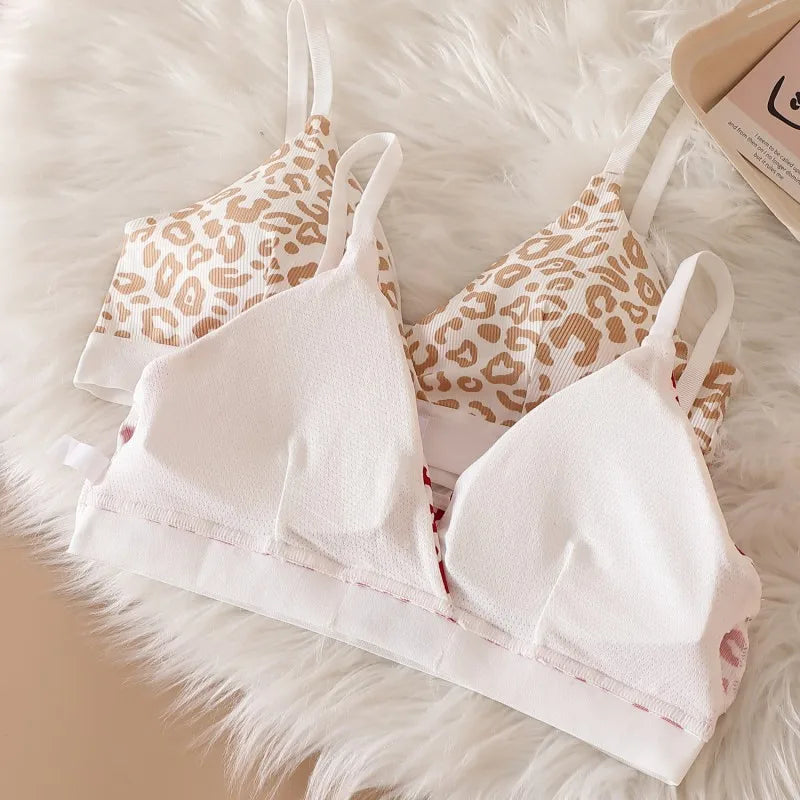 Seamless Leopard Bralette Underwear Set