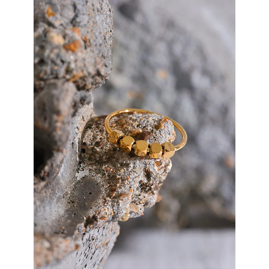 Stainless Steel Square Beads Ring