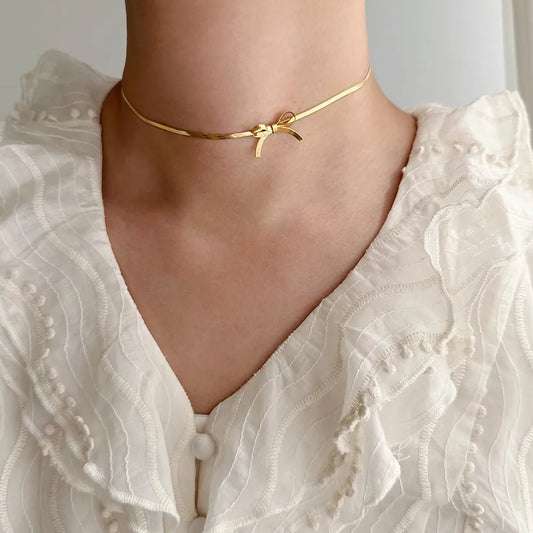 316L Stainless Steel Bow Collarbone Chain Necklace