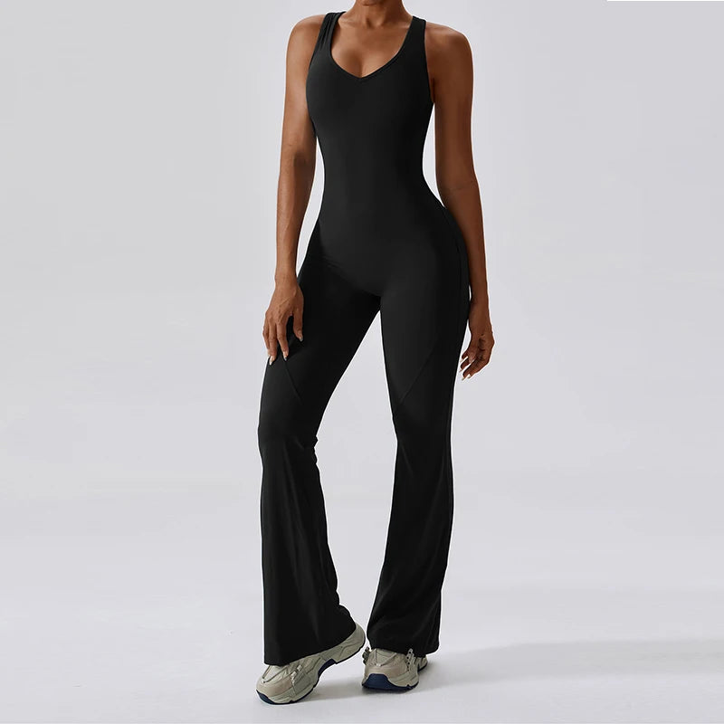 Sexy Back V Jumpsuit Gym Set