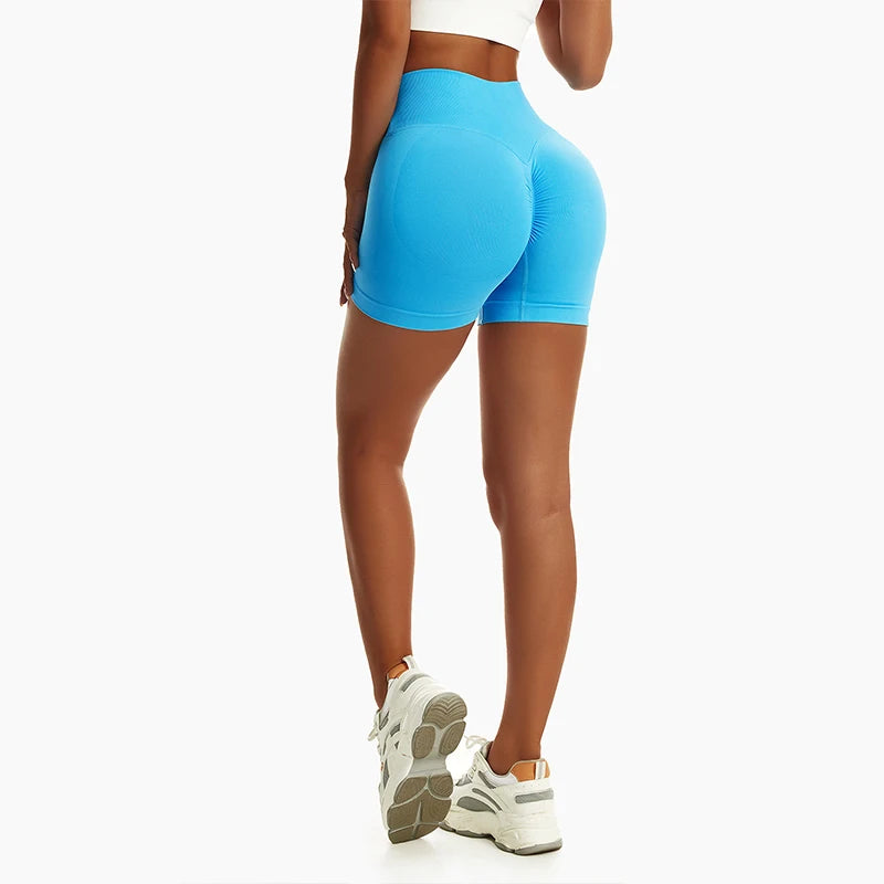 Seamless High Cross Waist Stretch Butt Lift Gym Shorts