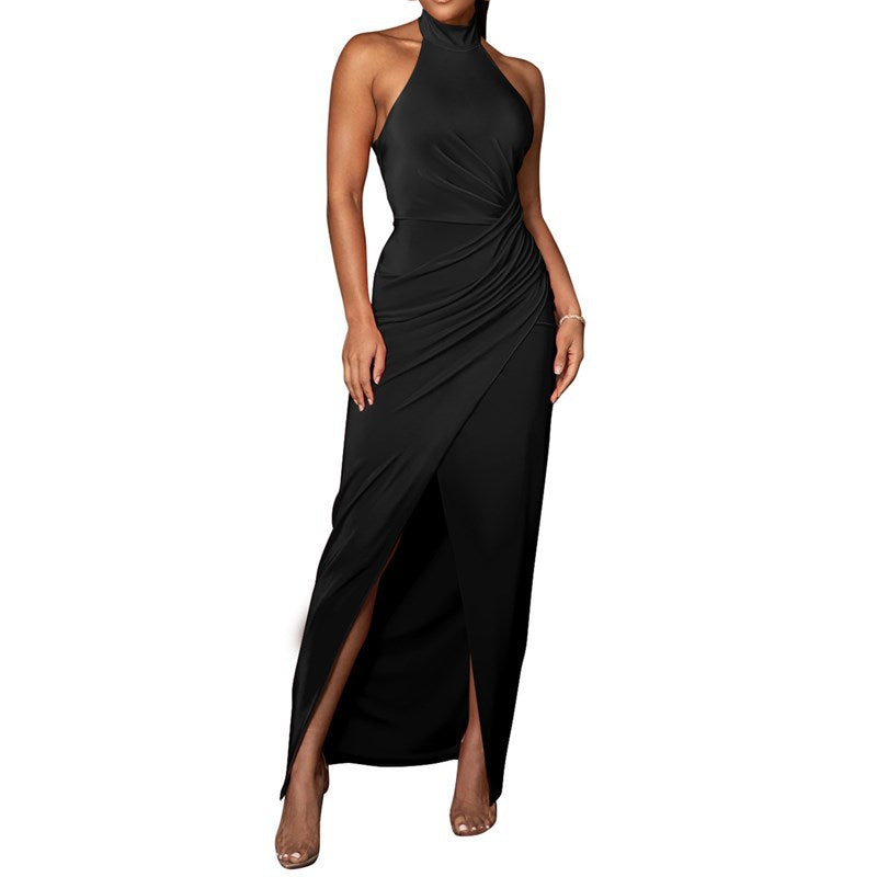 Long Formal Pleated Sleeveless Dress