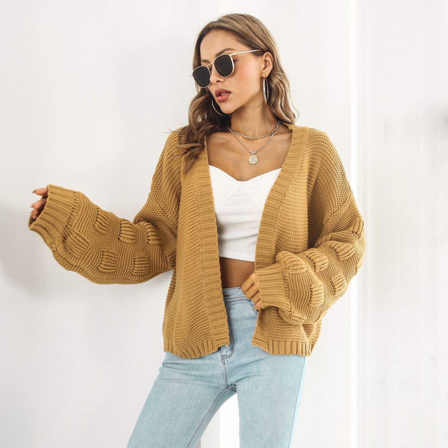 Puff Sleeve Cardigan Knitwear Sweater