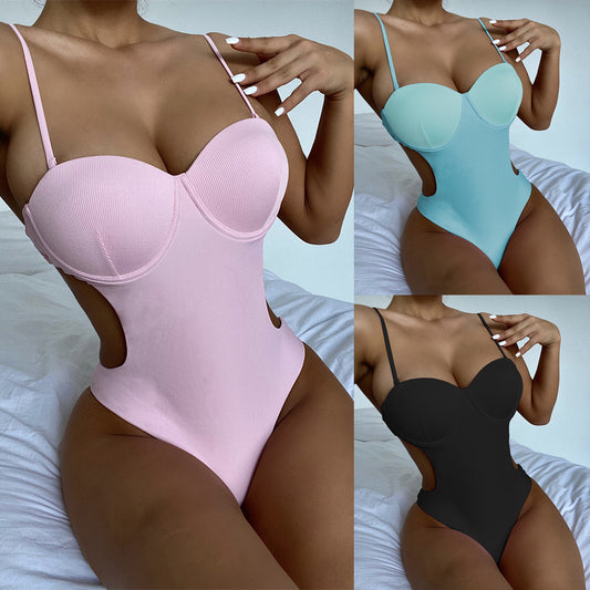 Bikini Solid Colour One Piece Swimsuit