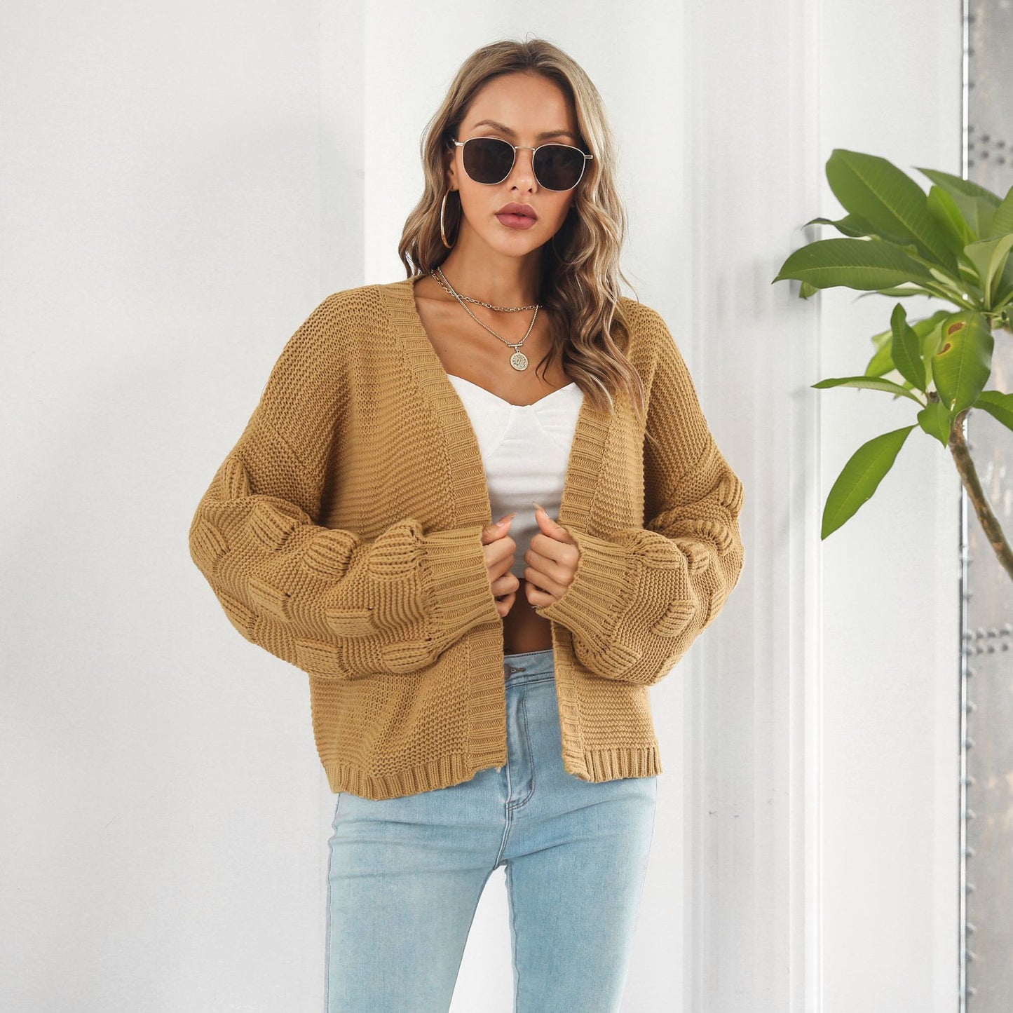 Puff Sleeve Cardigan Knitwear Sweater